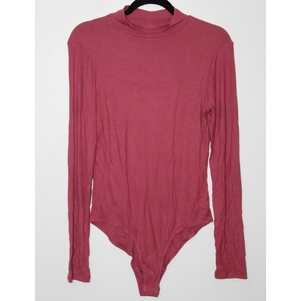Self E Womens Juniors Mauve Long Sleeve Mock Neck Bodysuit XL NWT